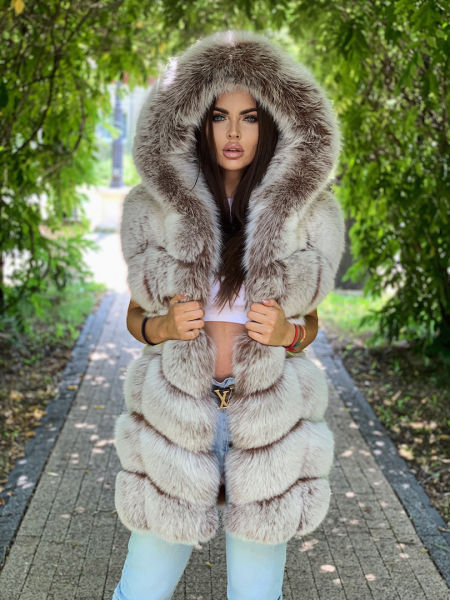 Kamizelka z Kapturem z Lisów Snow Top w Jodełkę